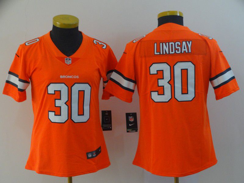 Women Denver Broncos #30 Lindsay Orange Nike Vapor Untouchable Limited Playey NFL Jerseys->women nfl jersey->Women Jersey